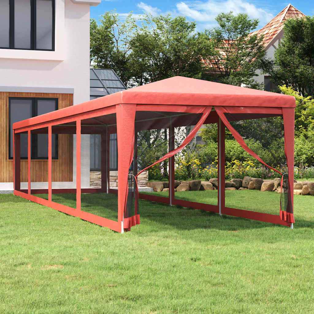 Proginė palapinė su 10 tinklinių sienų, raudona, 3x12m, HDPE Proginė palapinė su 10 tinklinių sienų, raudona, 3x12m, HDPE - Image 2