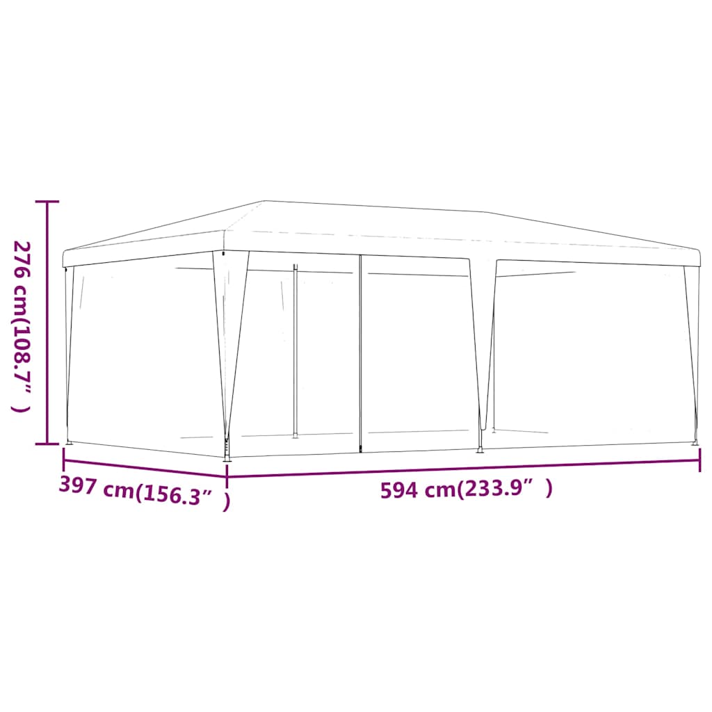Proginė palapinė su 6 tinklinėmis sienomis, mėlyna, 6x4m, HDPE Proginė palapinė su 6 tinklinėmis sienomis, mėlyna, 6x4m, HDPE