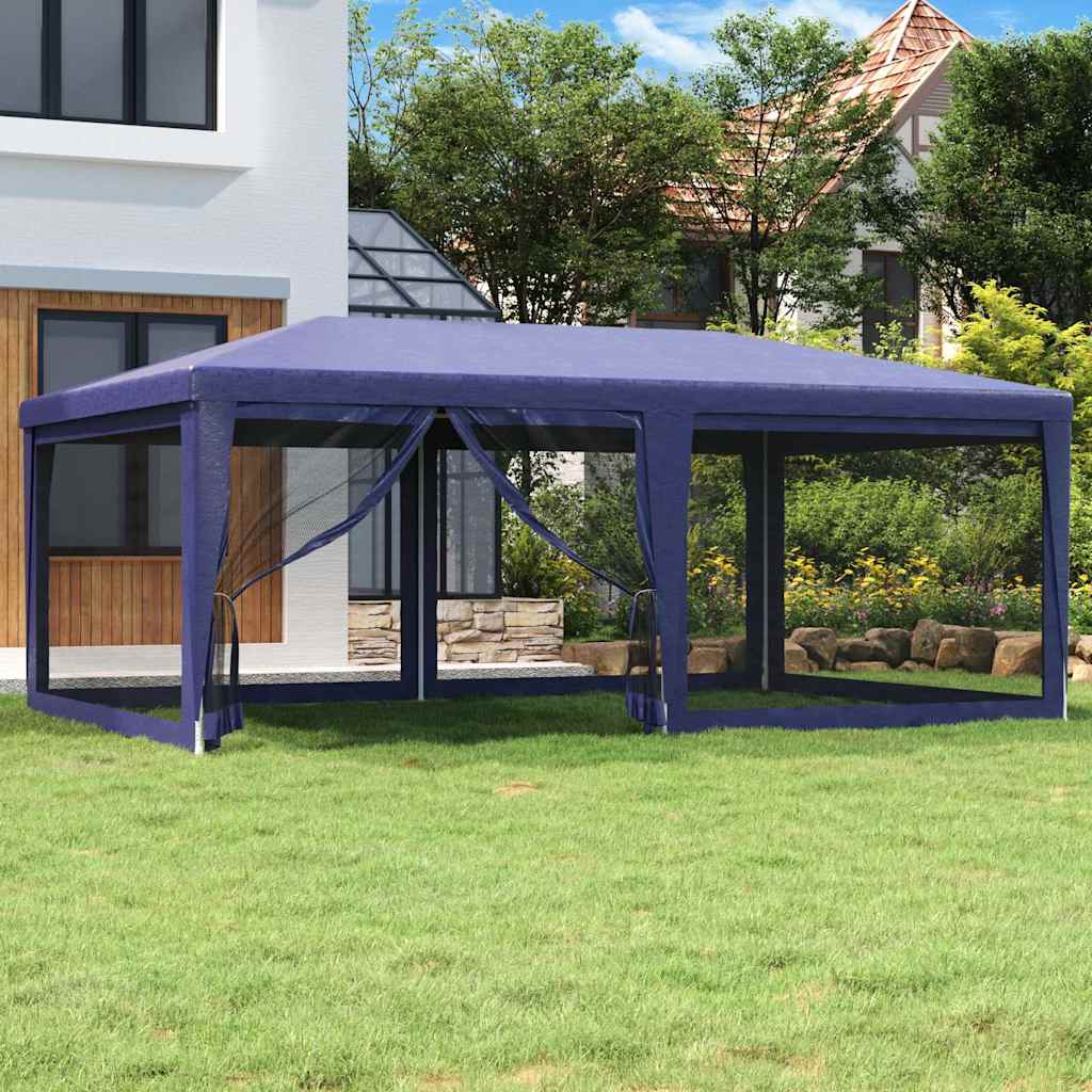 Proginė palapinė su 6 tinklinėmis sienomis, mėlyna, 6x4m, HDPE Proginė palapinė su 6 tinklinėmis sienomis, mėlyna, 6x4m, HDPE - Image 2