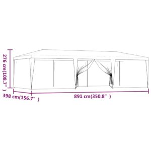 Proginė palapinė su 8 tinklinėmis sienomis, mėlyna, 9x4m, HDPE
