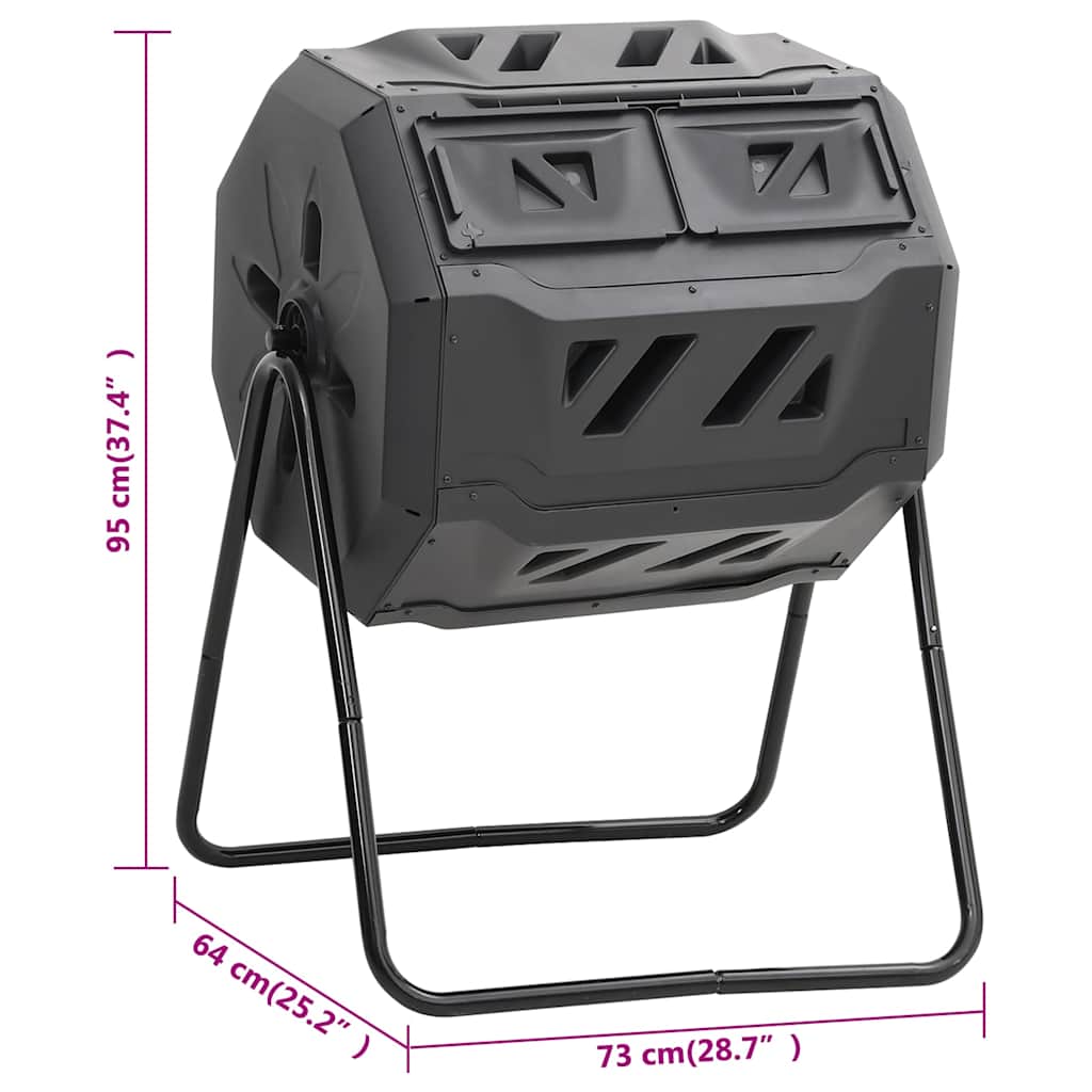Sodo komposto dėžė, juodos spalvos, 73x64x95cm, 160l Sodo komposto dėžė, juodos spalvos, 73x64x95cm, 160l