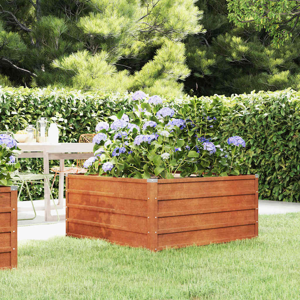 Aukštas sodo lovelis, rūdžių, 100x100x45cm, Corten plienas Aukštas sodo lovelis, rūdžių, 100x100x45cm, Corten plienas - Image 2