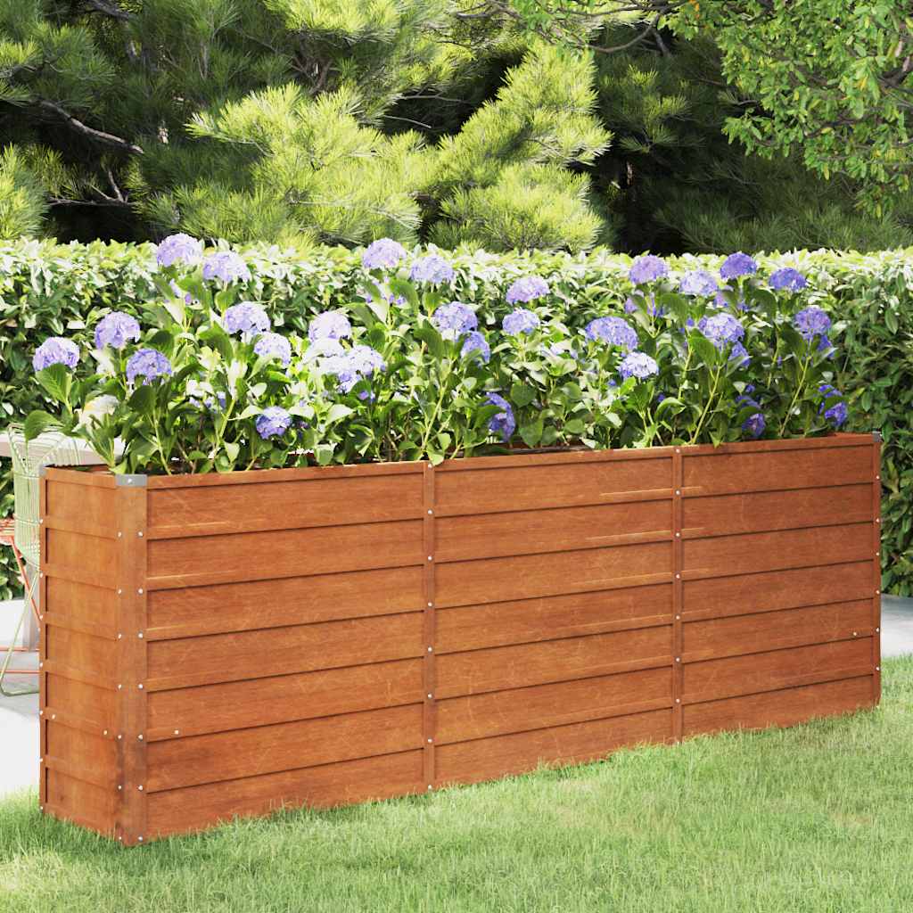Aukštas sodo lovelis, rūdžių, 240x40x77cm, Corten plienas Aukštas sodo lovelis, rūdžių, 240x40x77cm, Corten plienas - Image 2