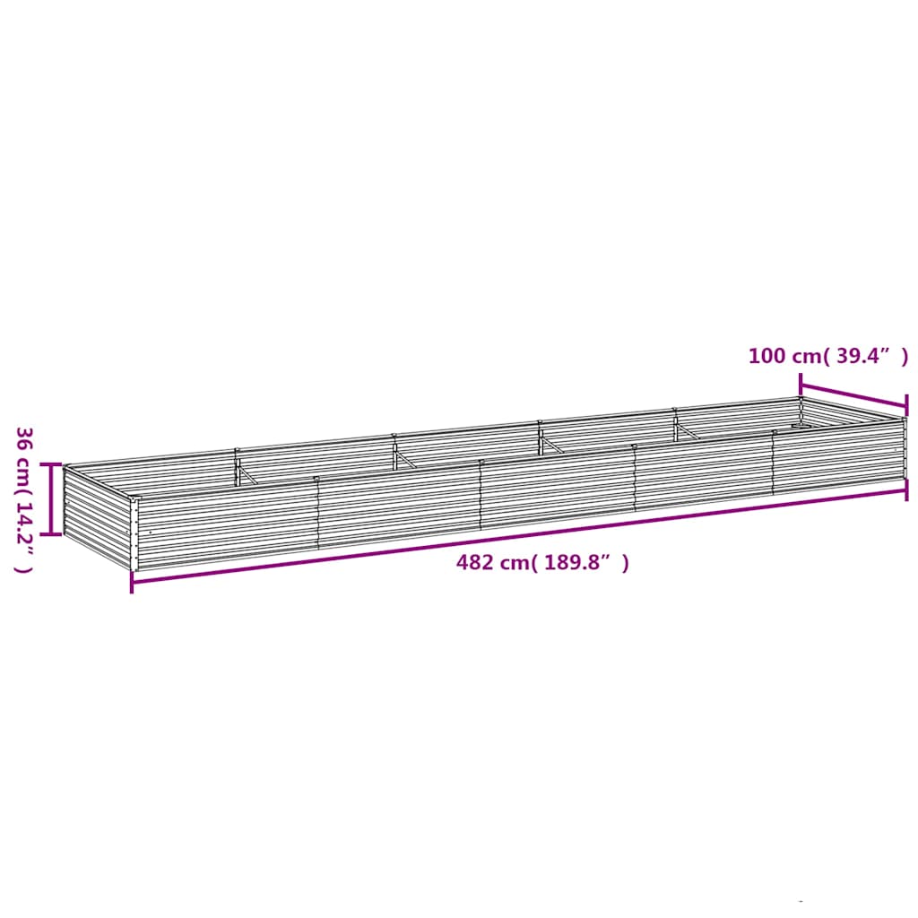 Aukštas sodo lovelis, 482x100x36cm, Corten plienas Aukštas sodo lovelis, 482x100x36cm, Corten plienas