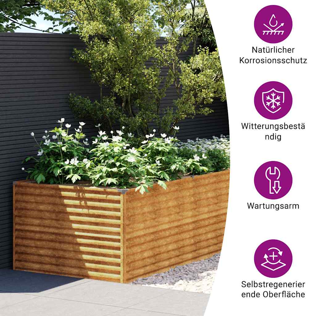 Aukštas sodo lovelis, 479x100x69cm, Corten plienas Aukštas sodo lovelis, 479x100x69cm, Corten plienas - Image 4