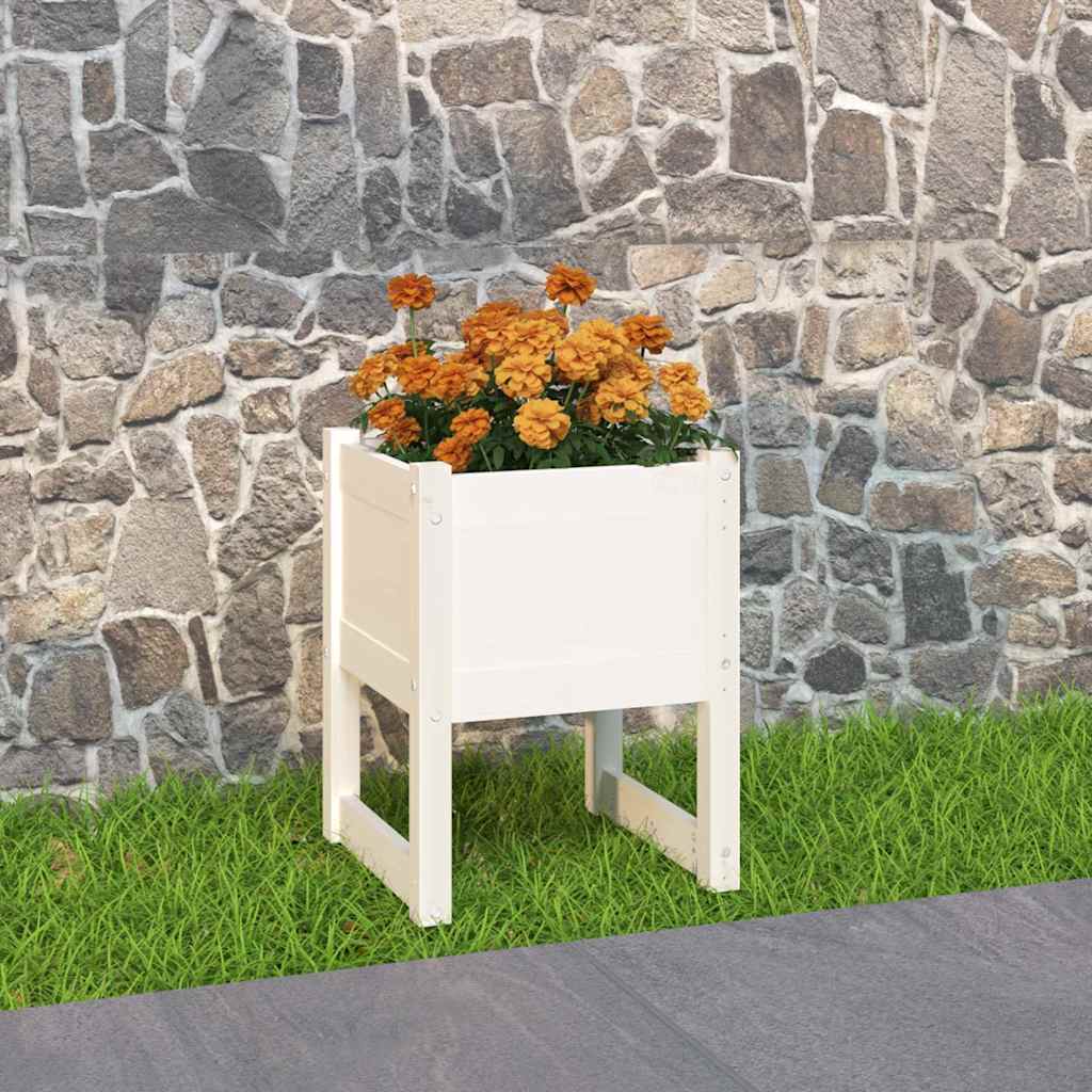 Lovelis, baltos spalvos, 40x40x52,5cm, pušies medienos masyvas Lovelis, baltos spalvos, 40x40x52,5cm, pušies medienos masyvas - Image 2