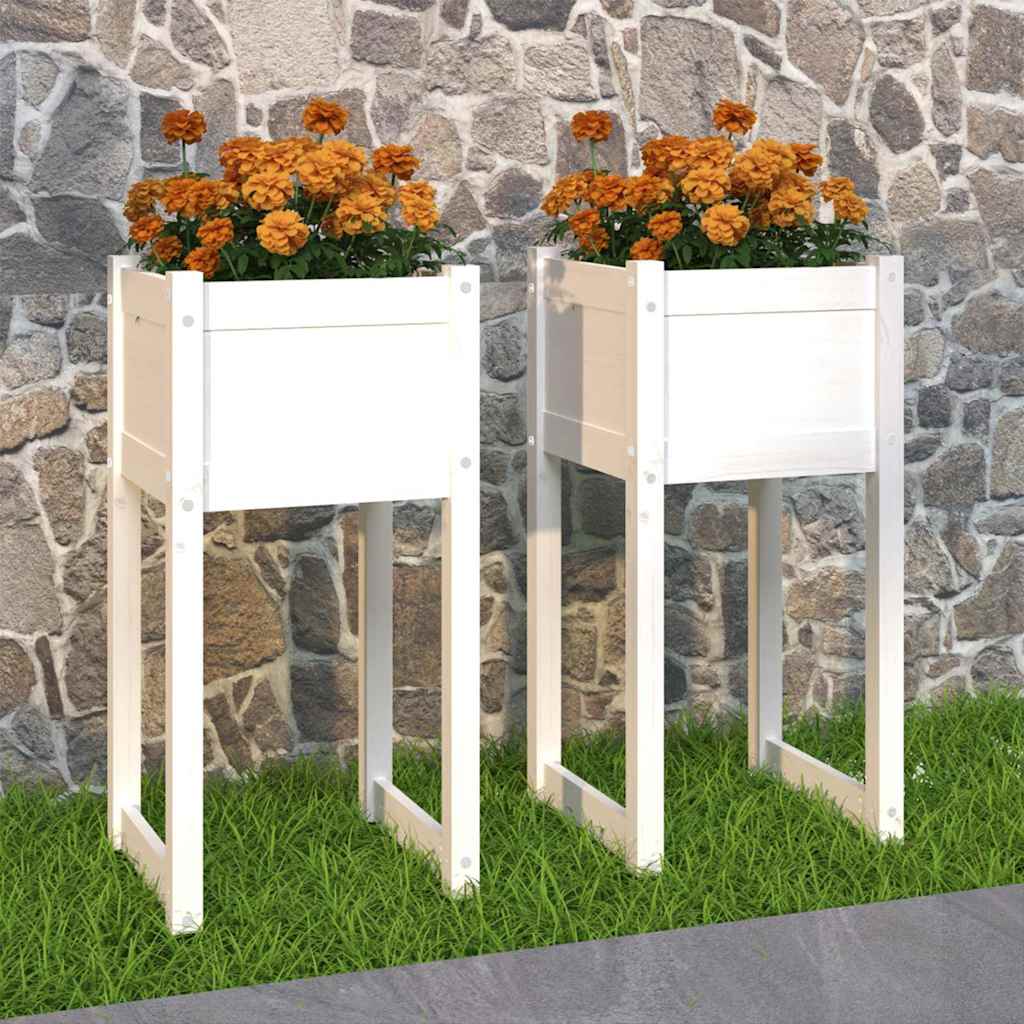Loveliai, 2vnt., balti, 40x40x81cm, pušies medienos masyvas Loveliai, 2vnt., balti, 40x40x81cm, pušies medienos masyvas - Image 2
