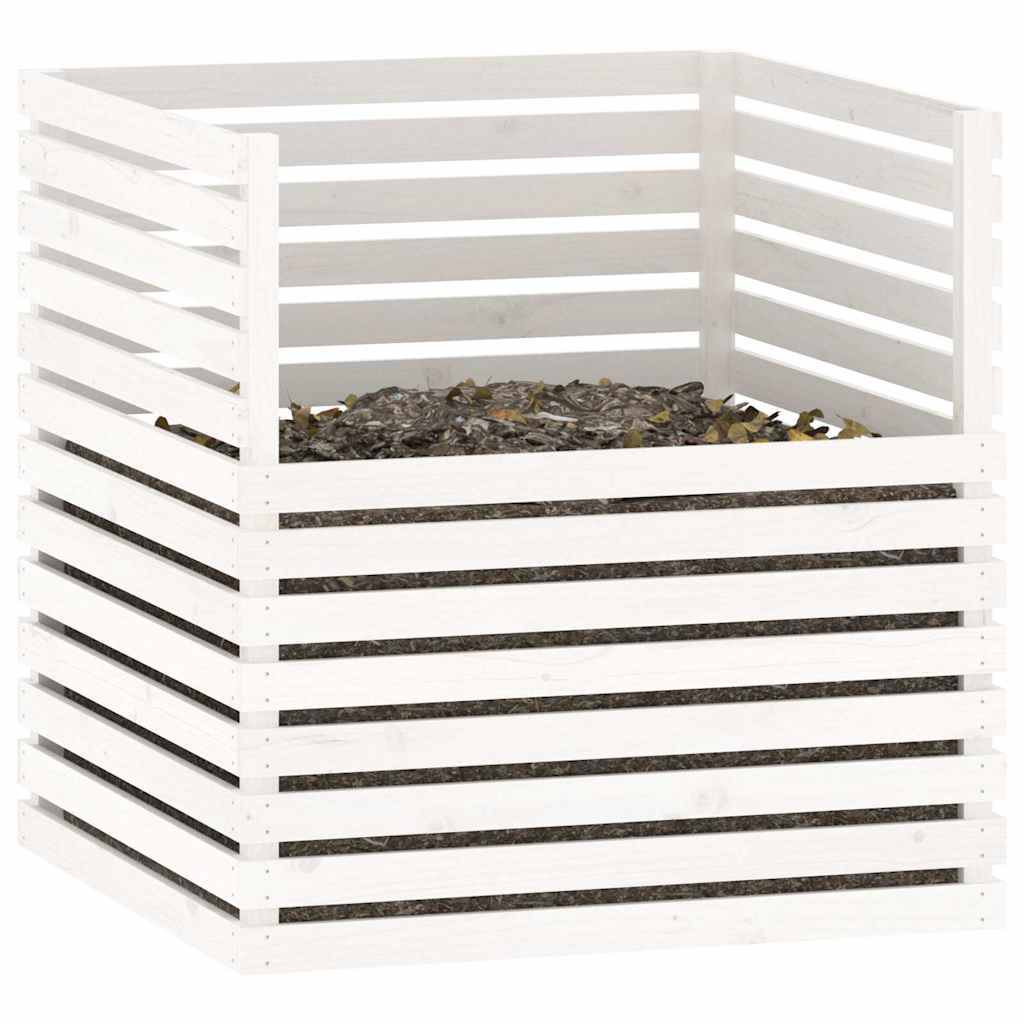 Komposto dėžė, balta, 100x100x102cm, pušies medienos masyvas Komposto dėžė, balta, 100x100x102cm, pušies medienos masyvas - Image 4