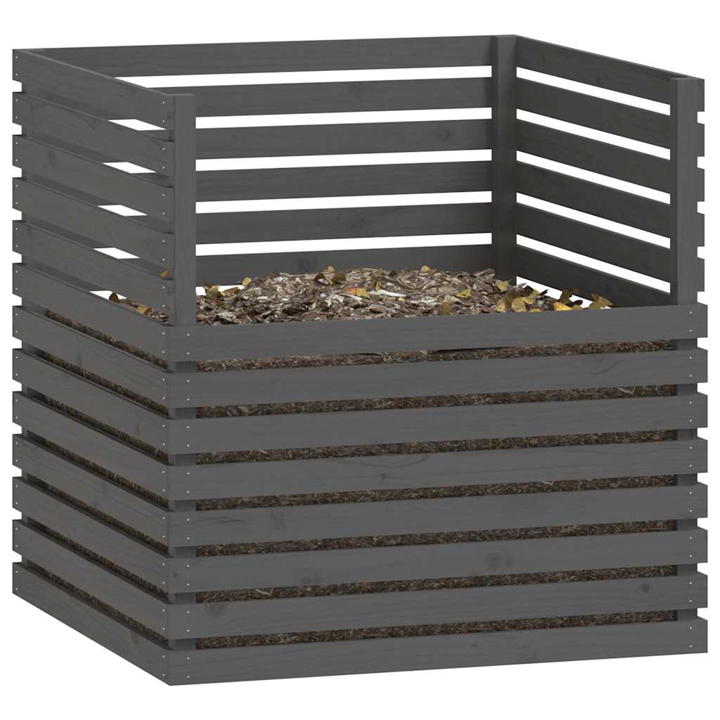 Komposto dėžė, pilka, 100x100x102cm, pušies medienos masyvas Komposto dėžė, pilka, 100x100x102cm, pušies medienos masyvas - Image 4