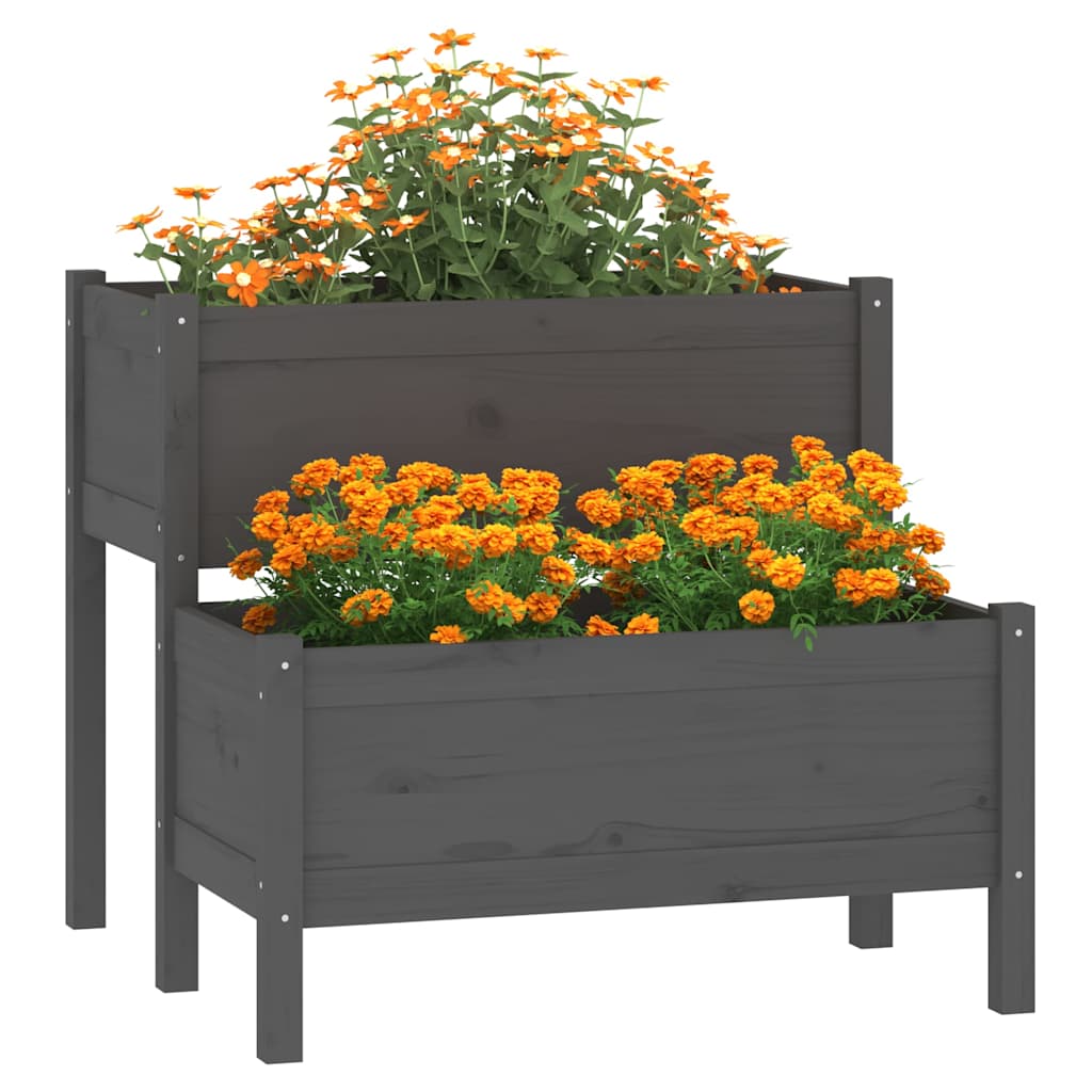 Lovelis, pilkos spalvos, 84,5x84x75cm, pušies medienos masyvas Lovelis, pilkos spalvos, 84,5x84x75cm, pušies medienos masyvas - Image 3