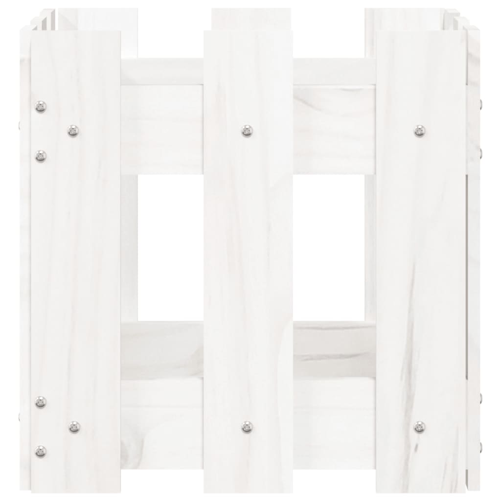 Sodo lovelis, baltas, 30x30x30cm, pušis, tvorelės dizaino Sodo lovelis, baltas, 30x30x30cm, pušis, tvorelės dizaino - Image 5