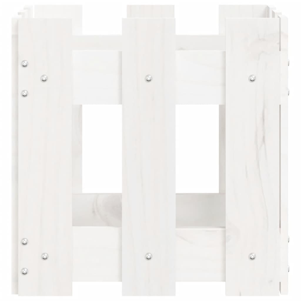 Sodo lovelis, baltas, 30x30x30cm, pušis, tvorelės dizaino Sodo lovelis, baltas, 30x30x30cm, pušis, tvorelės dizaino - Image 6