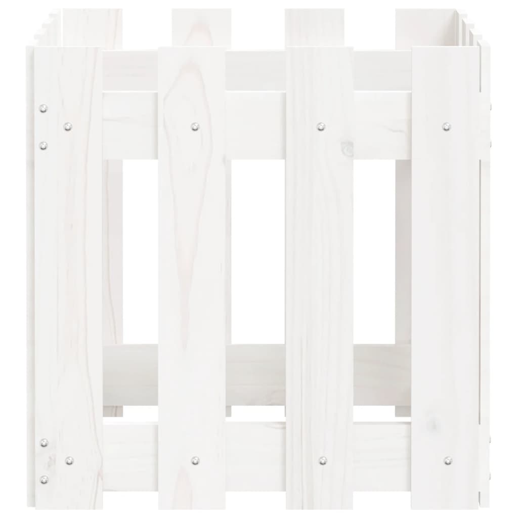 Sodo lovelis, baltas, 40x40x40cm, pušis, tvorelės dizaino Sodo lovelis, baltas, 40x40x40cm, pušis, tvorelės dizaino - Image 6