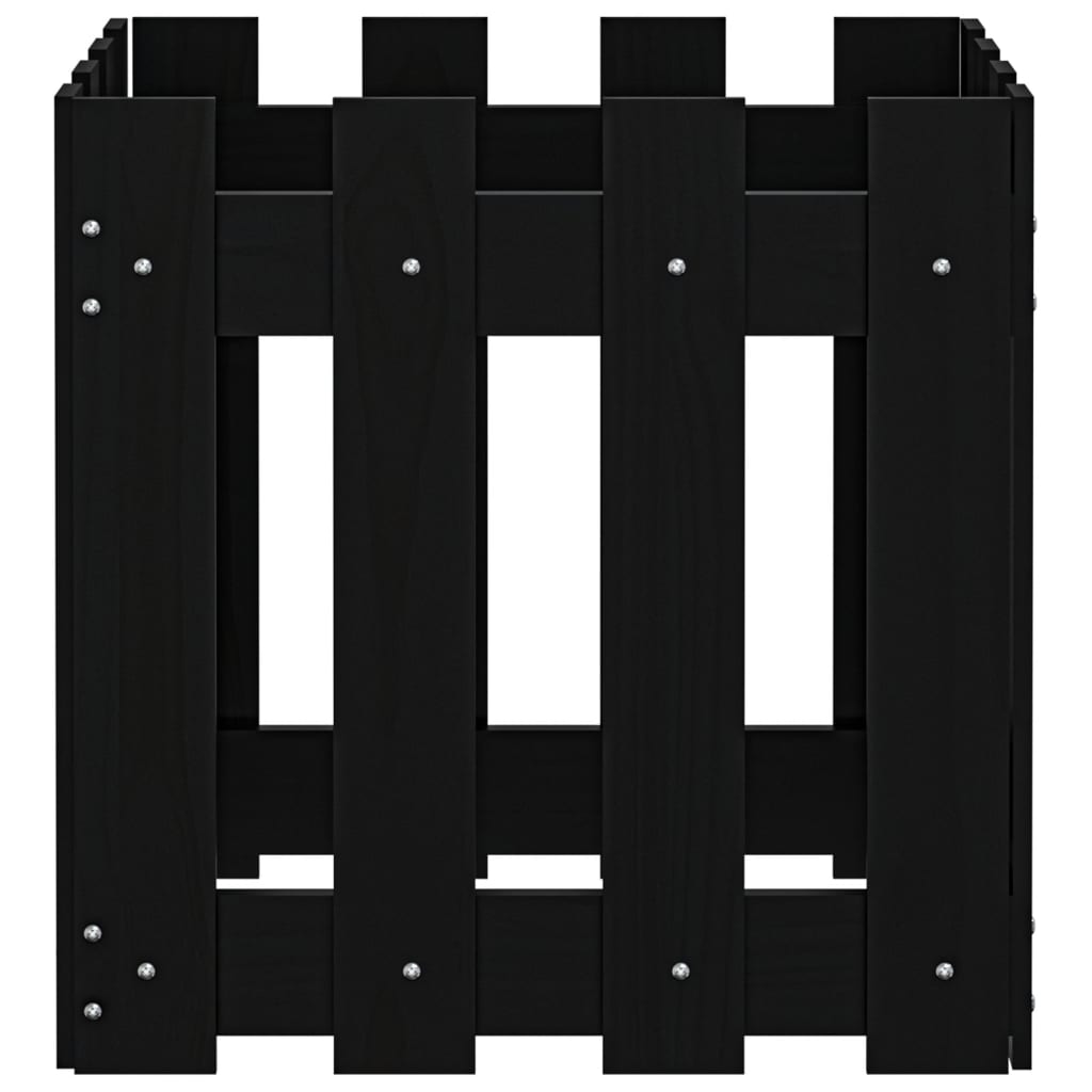 Sodo lovelis, juodas, 40x40x40cm, pušis, tvorelės dizaino Sodo lovelis, juodas, 40x40x40cm, pušis, tvorelės dizaino - Image 6