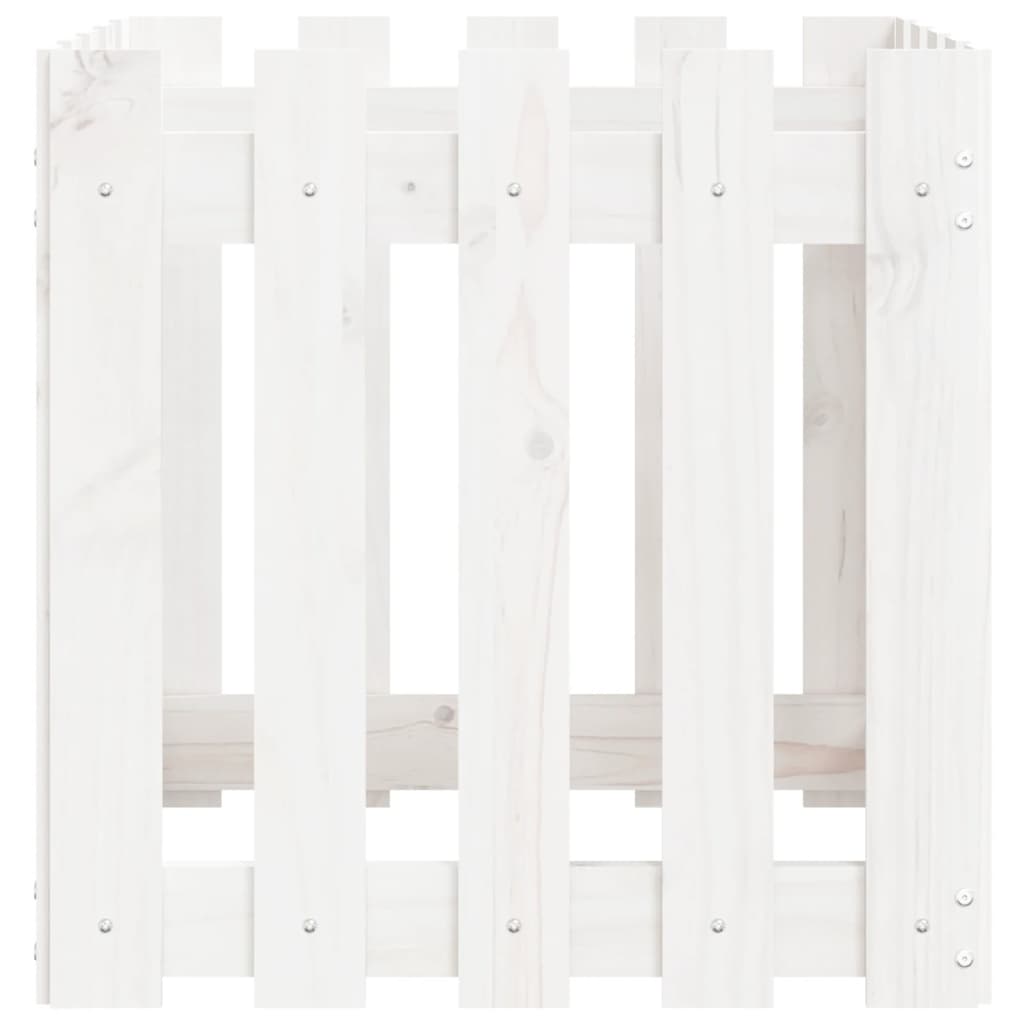 Sodo lovelis, baltas, 50x50x50cm, pušis, tvorelės dizaino Sodo lovelis, baltas, 50x50x50cm, pušis, tvorelės dizaino - Image 6