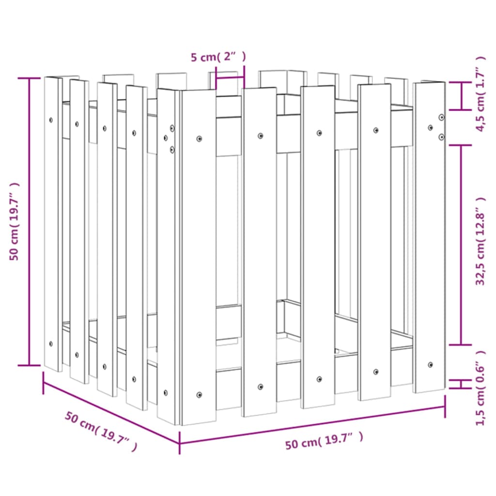 Sodo lovelis, 50x50x50cm, impregnuota pušis, tvorelės dizaino Sodo lovelis, 50x50x50cm, impregnuota pušis, tvorelės dizaino