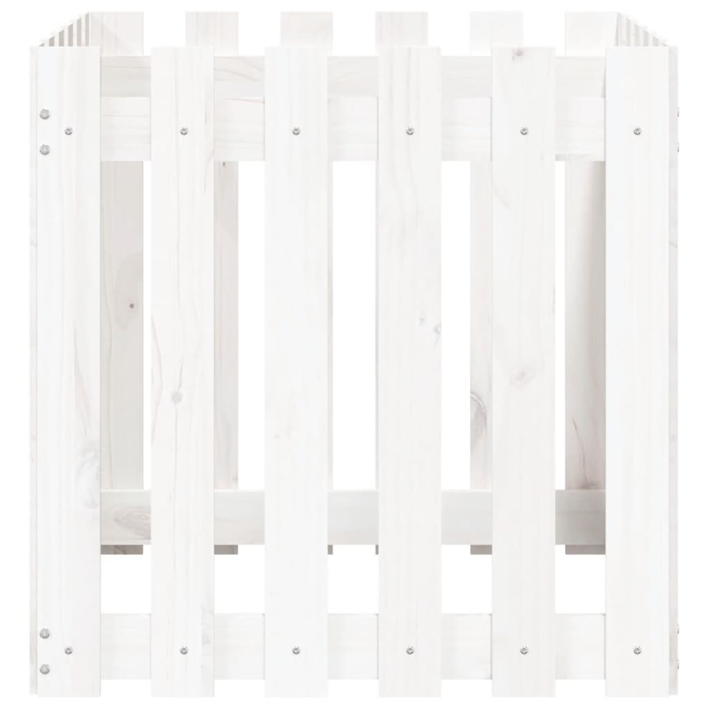 Sodo lovelis, baltas, 60x60x60cm, pušis, tvorelės dizaino Sodo lovelis, baltas, 60x60x60cm, pušis, tvorelės dizaino - Image 5