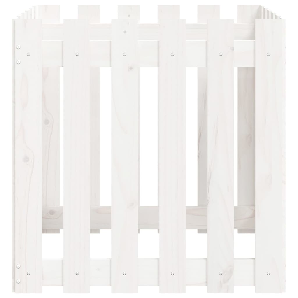 Sodo lovelis, baltas, 60x60x60cm, pušis, tvorelės dizaino Sodo lovelis, baltas, 60x60x60cm, pušis, tvorelės dizaino - Image 6