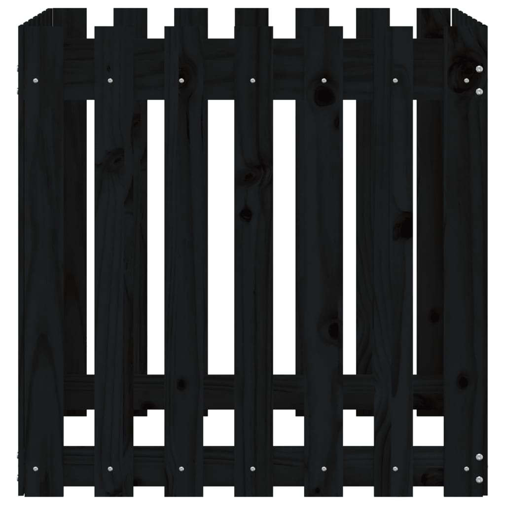 Sodo lovelis, juodas, 70x70x70cm, pušis, tvorelės dizaino Sodo lovelis, juodas, 70x70x70cm, pušis, tvorelės dizaino - Image 5