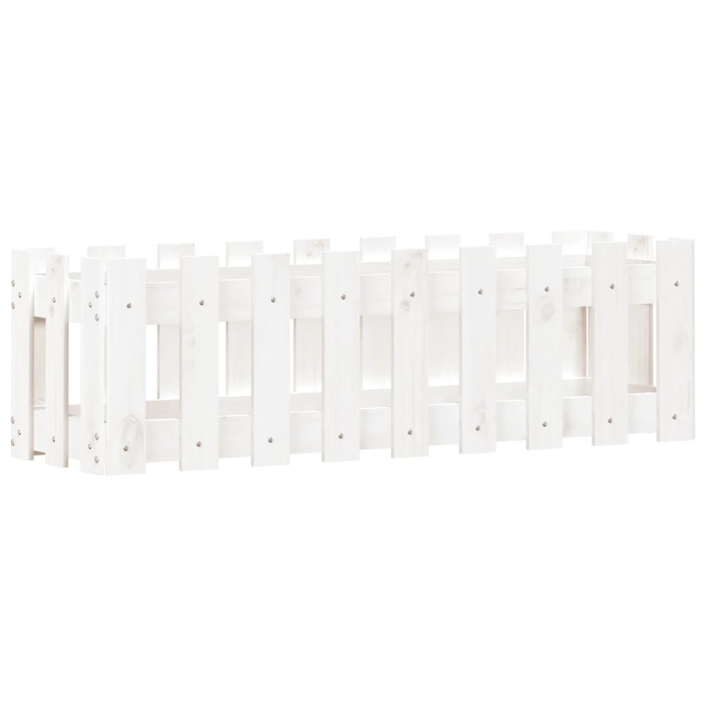 Sodo lovelis, baltas, 100x30x30cm, pušis, tvorelės dizaino Sodo lovelis, baltas, 100x30x30cm, pušis, tvorelės dizaino - Image 4