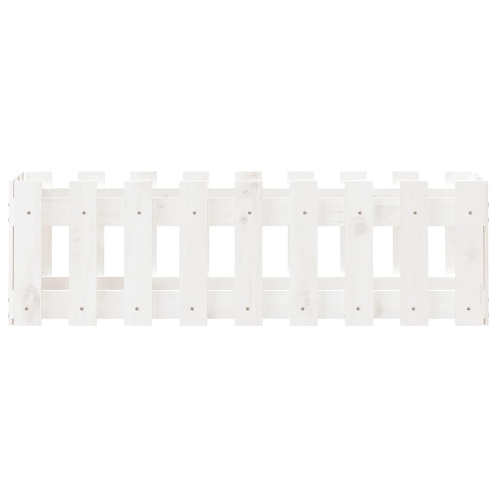 Sodo lovelis, baltas, 100x30x30cm, pušis, tvorelės dizaino Sodo lovelis, baltas, 100x30x30cm, pušis, tvorelės dizaino - Image 5
