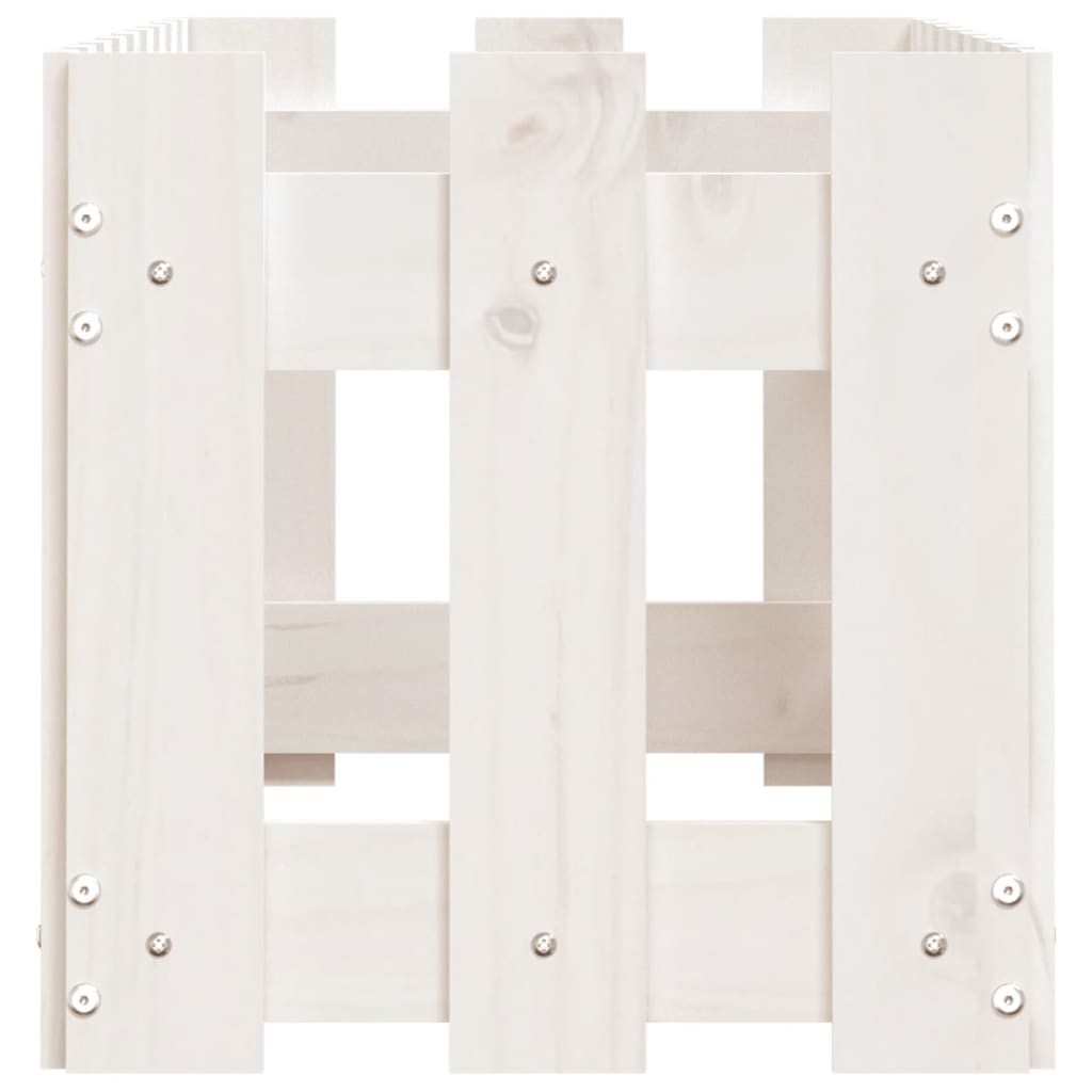 Sodo lovelis, baltas, 100x30x30cm, pušis, tvorelės dizaino Sodo lovelis, baltas, 100x30x30cm, pušis, tvorelės dizaino - Image 6