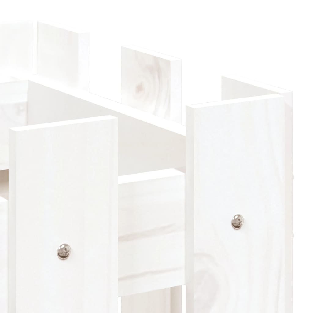 Sodo lovelis, baltas, 100x30x30cm, pušis, tvorelės dizaino Sodo lovelis, baltas, 100x30x30cm, pušis, tvorelės dizaino - Image 7