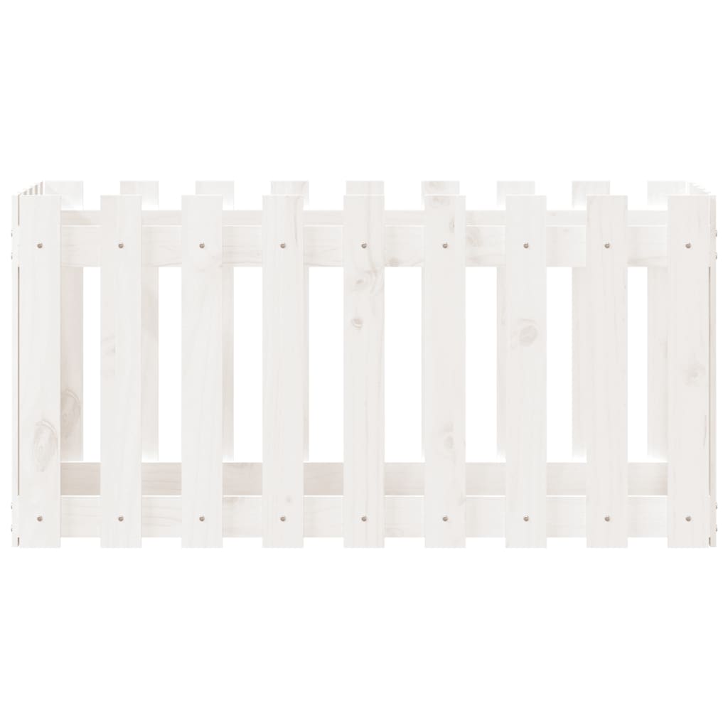 Sodo lovelis, baltas, 100x50x50cm, pušis, tvorelės dizaino Sodo lovelis, baltas, 100x50x50cm, pušis, tvorelės dizaino - Image 5