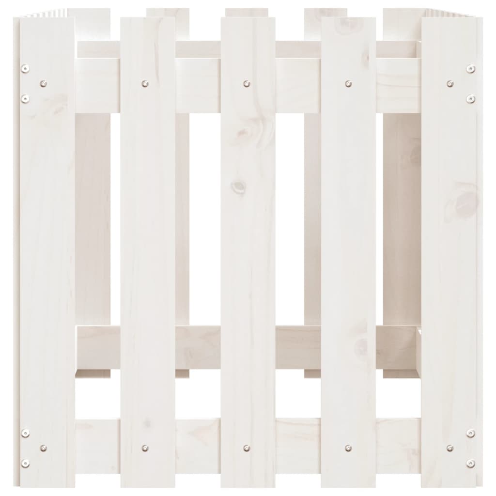 Sodo lovelis, baltas, 100x50x50cm, pušis, tvorelės dizaino Sodo lovelis, baltas, 100x50x50cm, pušis, tvorelės dizaino - Image 6