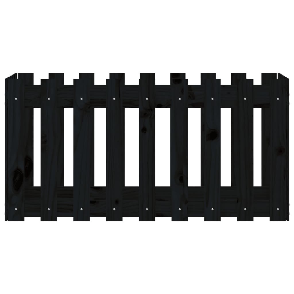 Sodo lovelis, juodas, 100x50x50cm, pušis, tvorelės dizaino Sodo lovelis, juodas, 100x50x50cm, pušis, tvorelės dizaino - Image 5