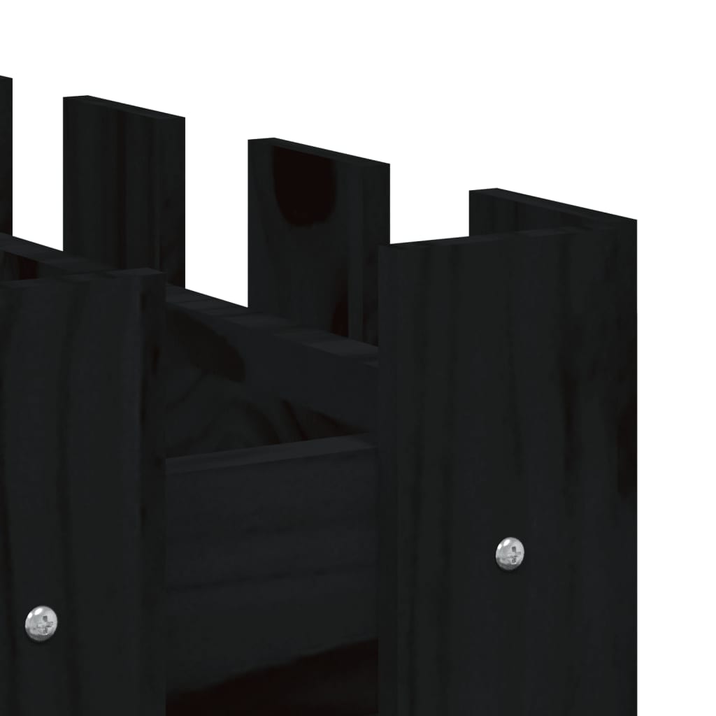 Sodo lovelis, juodas, 100x50x50cm, pušis, tvorelės dizaino Sodo lovelis, juodas, 100x50x50cm, pušis, tvorelės dizaino - Image 7