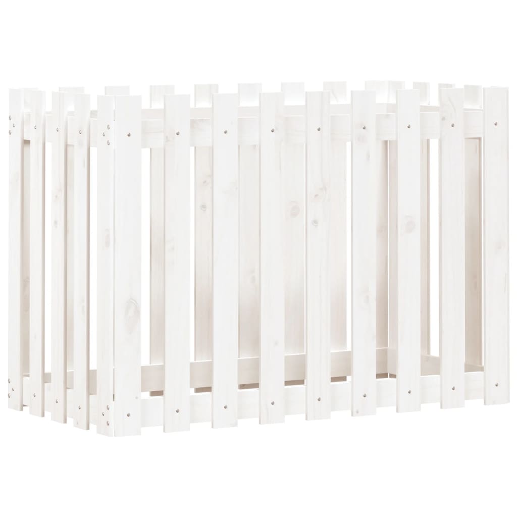 Sodo lovelis, baltas, 100x50x70cm, pušis, tvorelės dizaino Sodo lovelis, baltas, 100x50x70cm, pušis, tvorelės dizaino - Image 4
