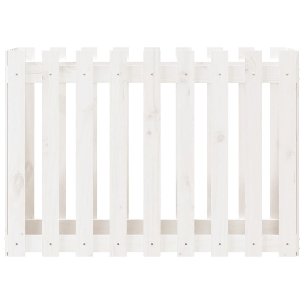 Sodo lovelis, baltas, 100x50x70cm, pušis, tvorelės dizaino Sodo lovelis, baltas, 100x50x70cm, pušis, tvorelės dizaino - Image 5