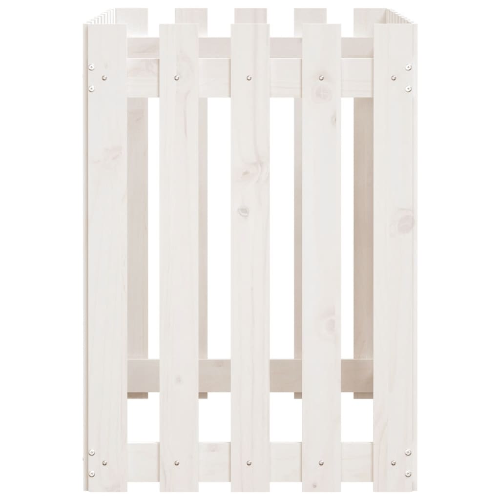 Sodo lovelis, baltas, 100x50x70cm, pušis, tvorelės dizaino Sodo lovelis, baltas, 100x50x70cm, pušis, tvorelės dizaino - Image 6