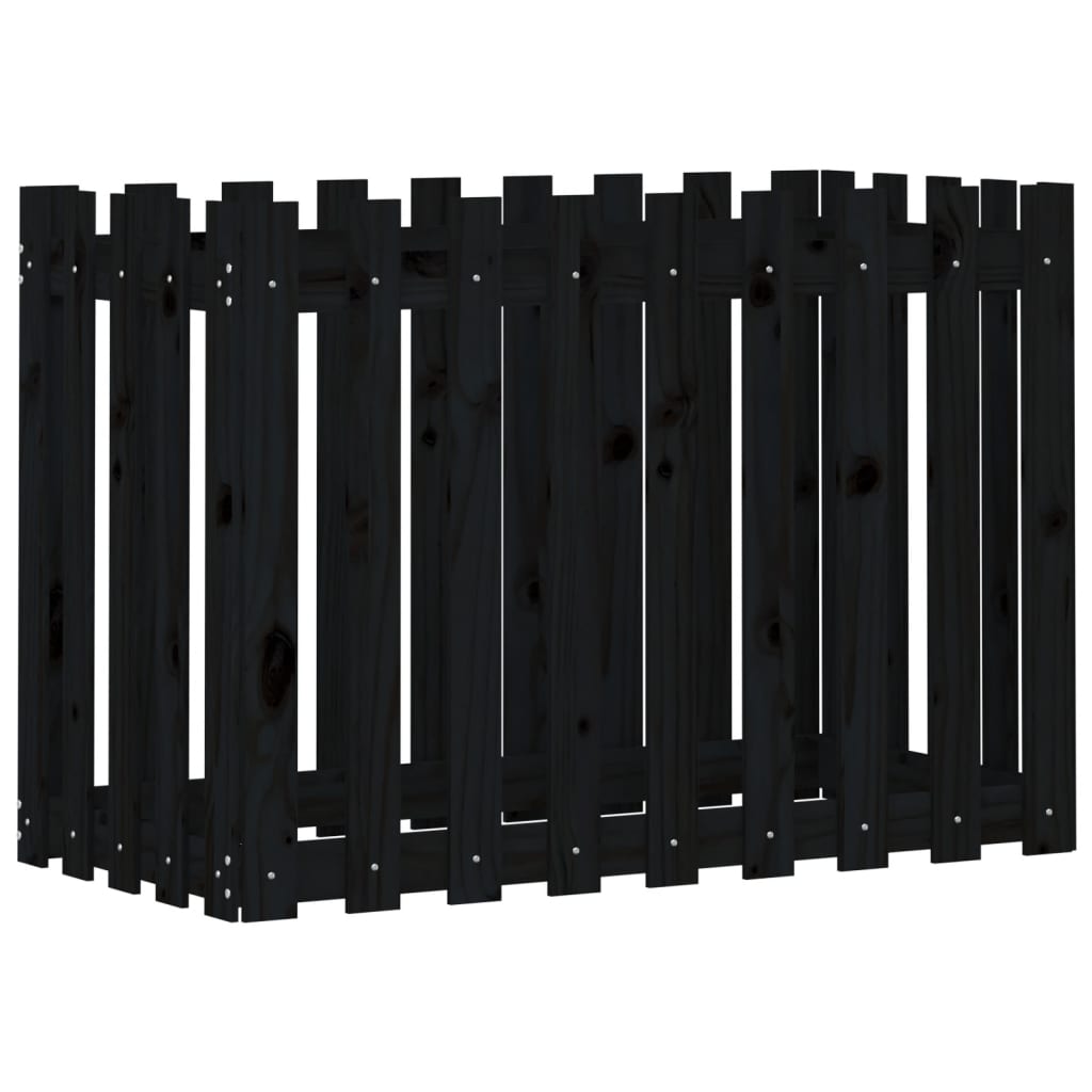 Sodo lovelis, juodas, 100x50x70cm, pušis, tvorelės dizaino Sodo lovelis, juodas, 100x50x70cm, pušis, tvorelės dizaino - Image 4