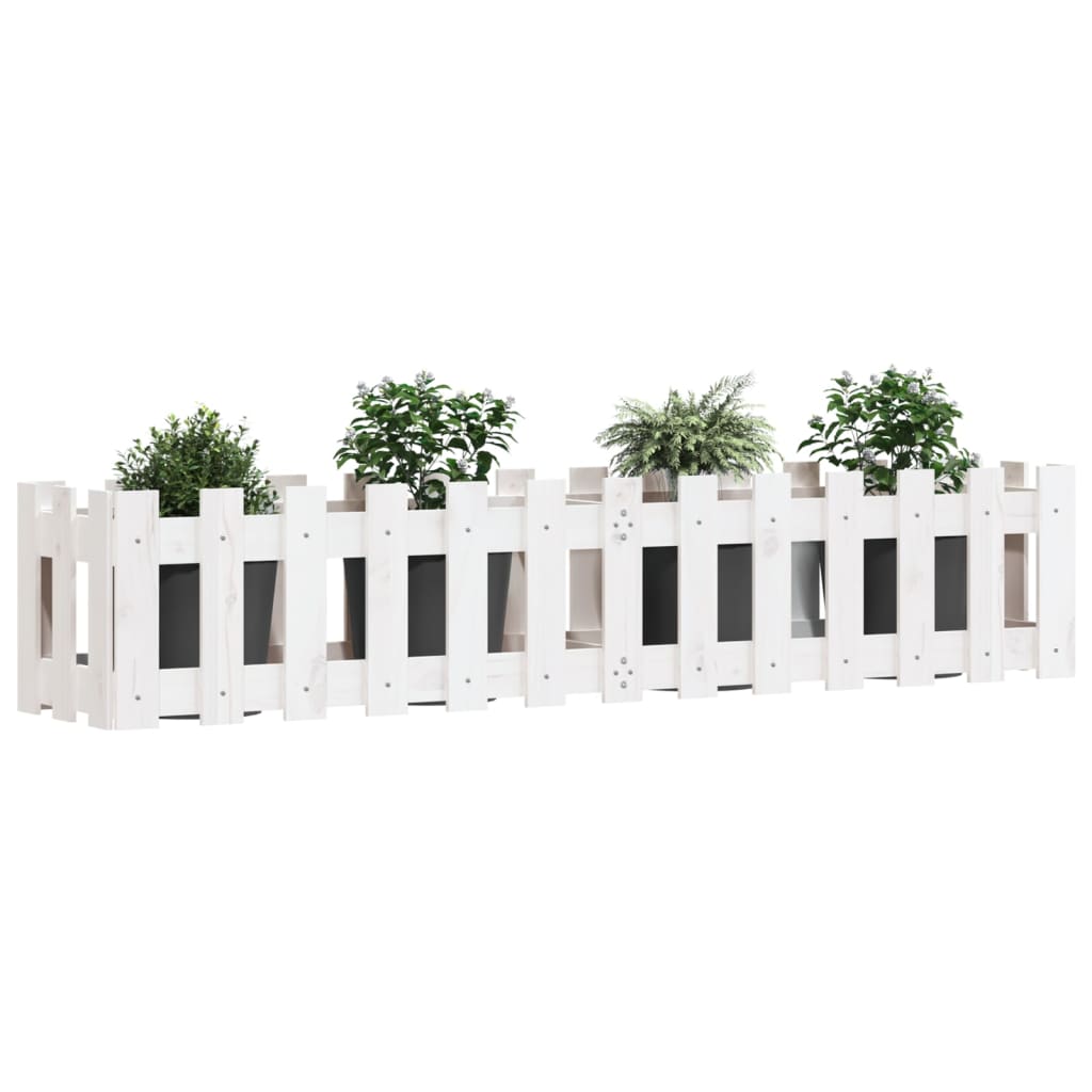 Sodo lovelis, baltas, 150x30x30cm, pušis, tvorelės dizaino Sodo lovelis, baltas, 150x30x30cm, pušis, tvorelės dizaino - Image 3