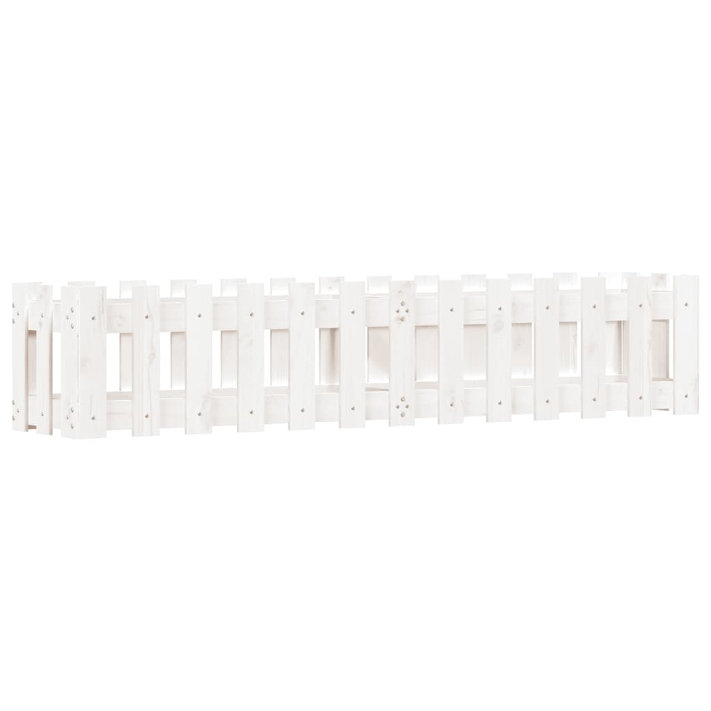 Sodo lovelis, baltas, 150x30x30cm, pušis, tvorelės dizaino Sodo lovelis, baltas, 150x30x30cm, pušis, tvorelės dizaino - Image 4