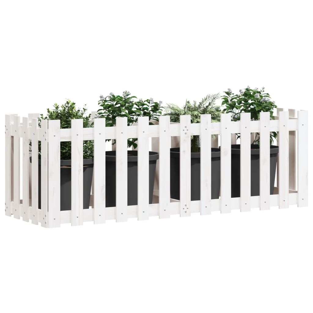 Sodo lovelis, baltas, 150x50x50cm, pušis, tvorelės dizaino Sodo lovelis, baltas, 150x50x50cm, pušis, tvorelės dizaino - Image 3