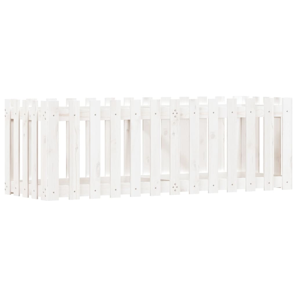 Sodo lovelis, baltas, 150x50x50cm, pušis, tvorelės dizaino Sodo lovelis, baltas, 150x50x50cm, pušis, tvorelės dizaino - Image 4
