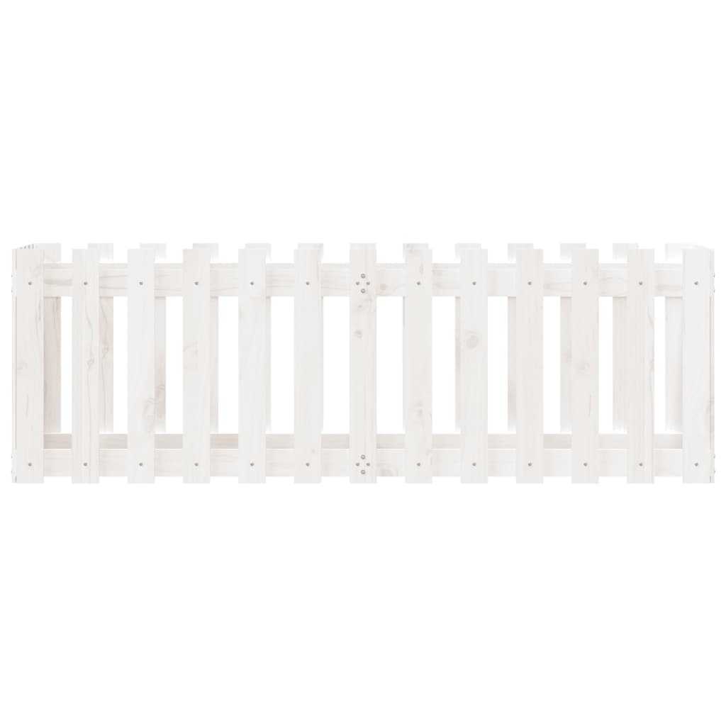 Sodo lovelis, baltas, 150x50x50cm, pušis, tvorelės dizaino Sodo lovelis, baltas, 150x50x50cm, pušis, tvorelės dizaino - Image 5