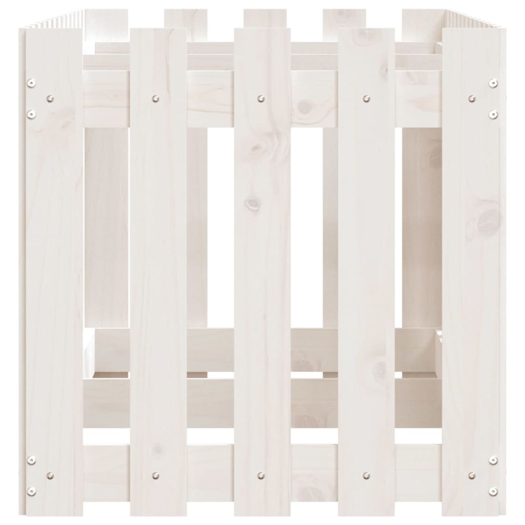 Sodo lovelis, baltas, 150x50x50cm, pušis, tvorelės dizaino Sodo lovelis, baltas, 150x50x50cm, pušis, tvorelės dizaino - Image 6
