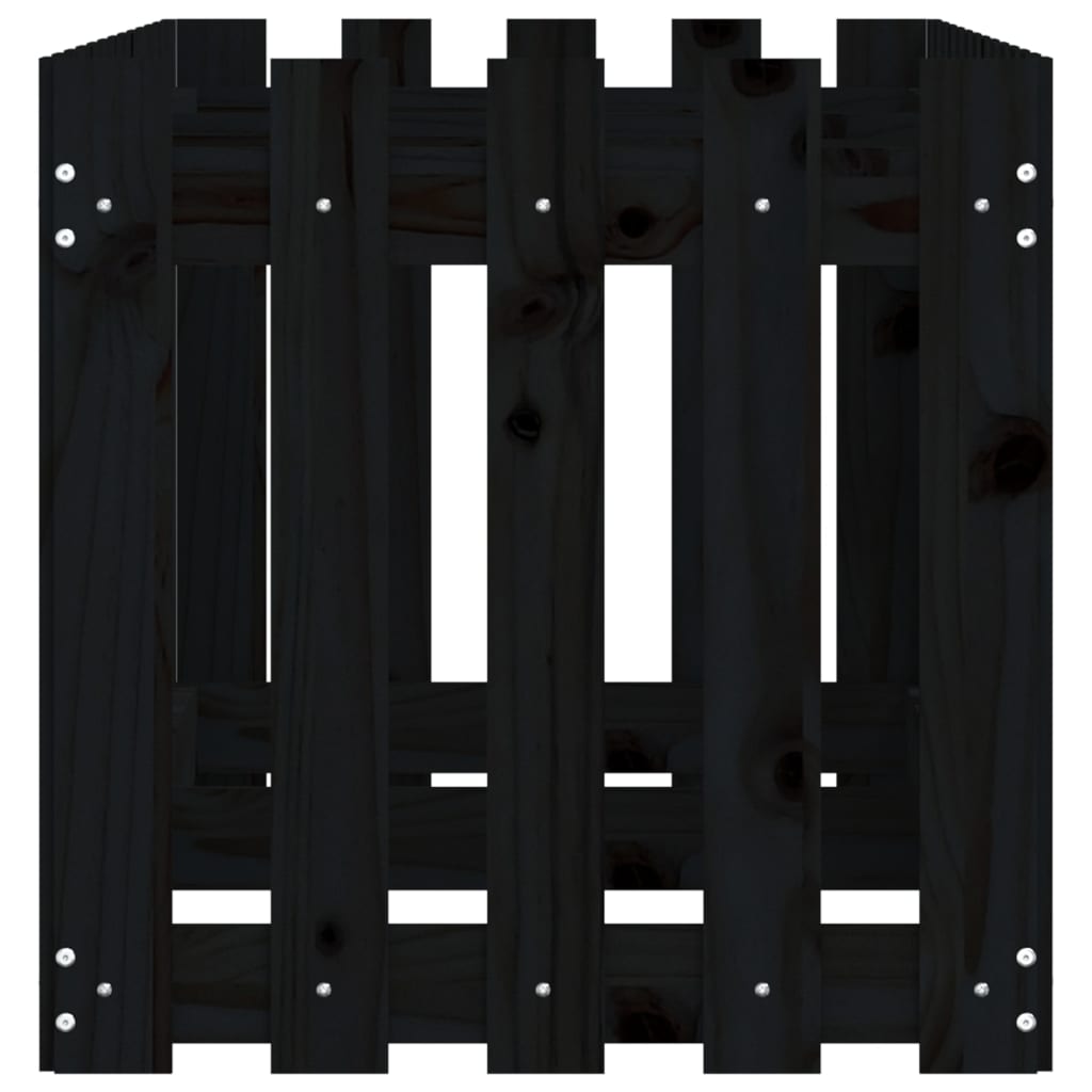 Sodo lovelis, juodas, 150x50x50cm, pušis, tvorelės dizaino Sodo lovelis, juodas, 150x50x50cm, pušis, tvorelės dizaino - Image 6