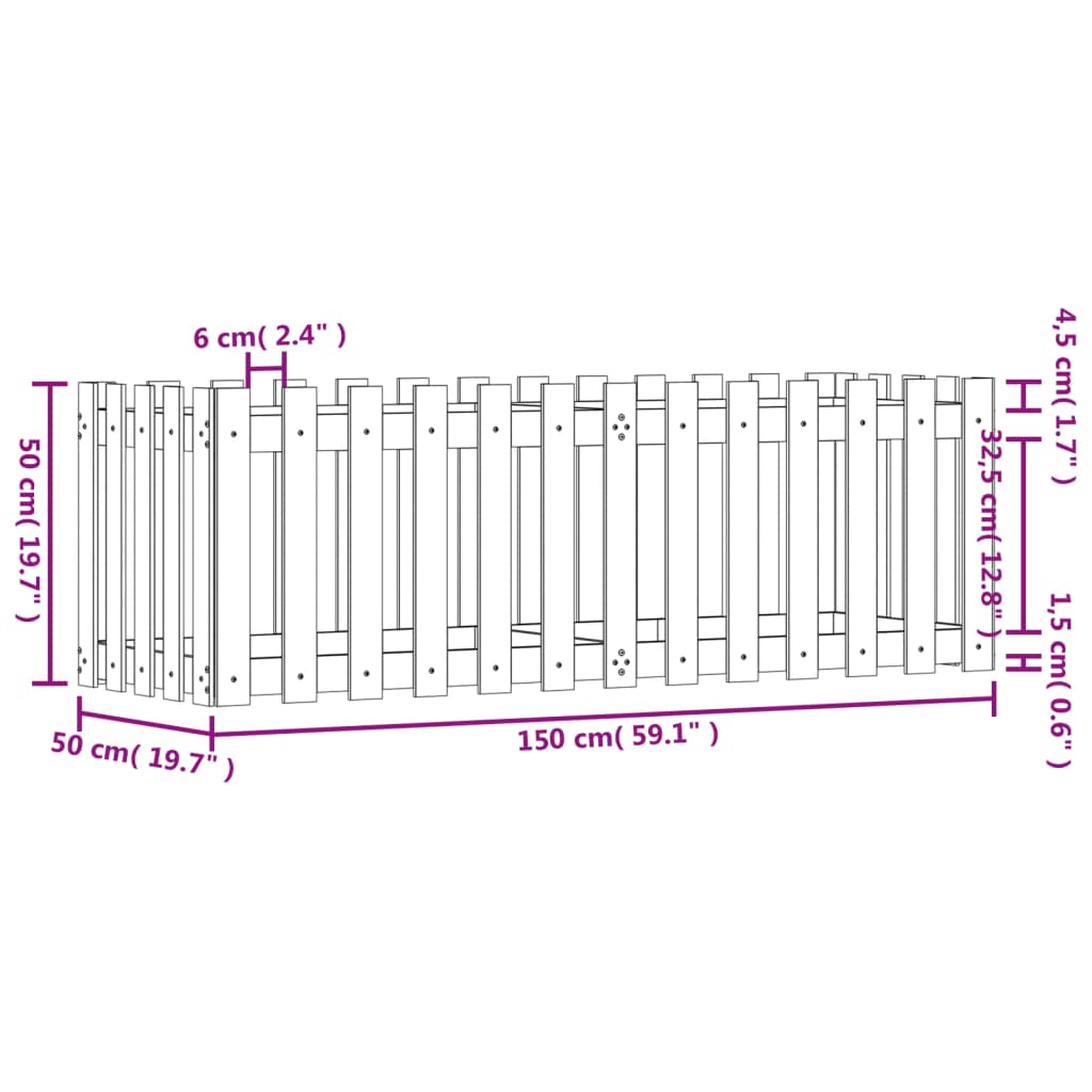 Sodo lovelis, 150x50x50cm, impregnuota pušis, tvorelės dizaino Sodo lovelis, 150x50x50cm, impregnuota pušis, tvorelės dizaino