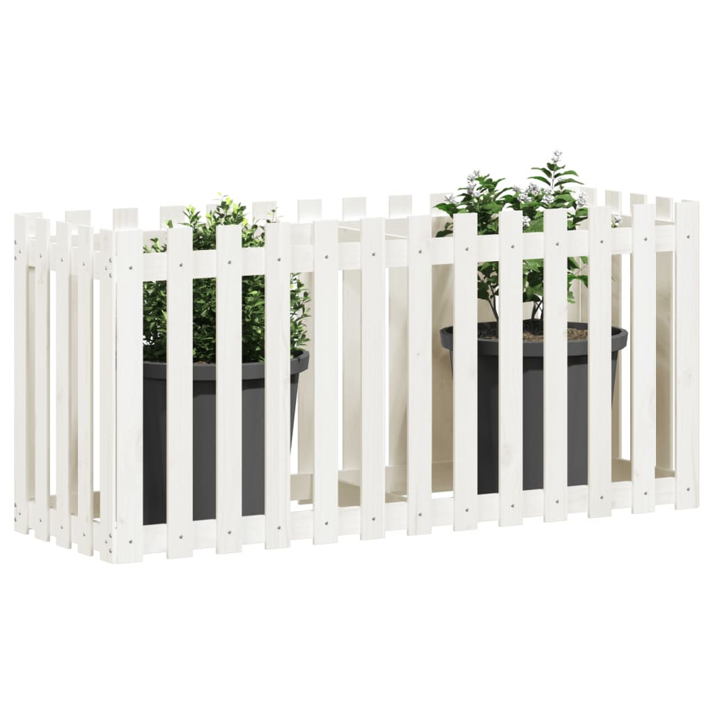 Sodo lovelis, baltas, 150x50x70cm, pušis, tvorelės dizaino Sodo lovelis, baltas, 150x50x70cm, pušis, tvorelės dizaino - Image 3
