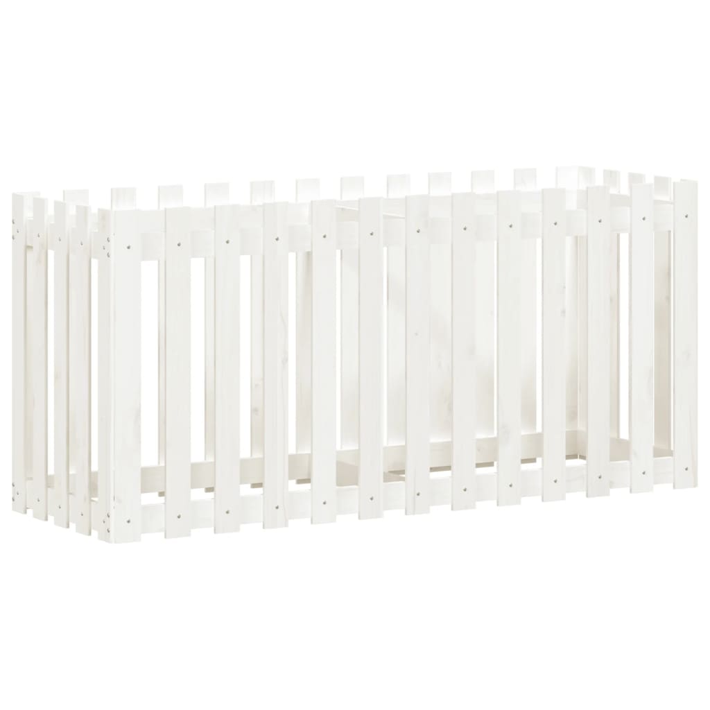 Sodo lovelis, baltas, 150x50x70cm, pušis, tvorelės dizaino Sodo lovelis, baltas, 150x50x70cm, pušis, tvorelės dizaino - Image 4