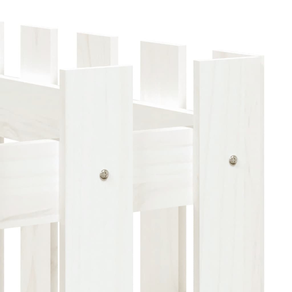 Sodo lovelis, baltas, 150x50x70cm, pušis, tvorelės dizaino Sodo lovelis, baltas, 150x50x70cm, pušis, tvorelės dizaino - Image 7