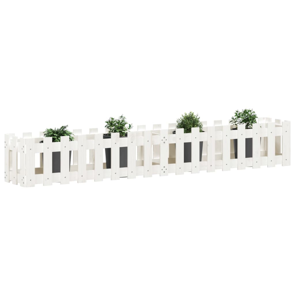 Sodo lovelis, baltas, 200x30x30cm, pušis, tvorelės dizaino Sodo lovelis, baltas, 200x30x30cm, pušis, tvorelės dizaino - Image 3