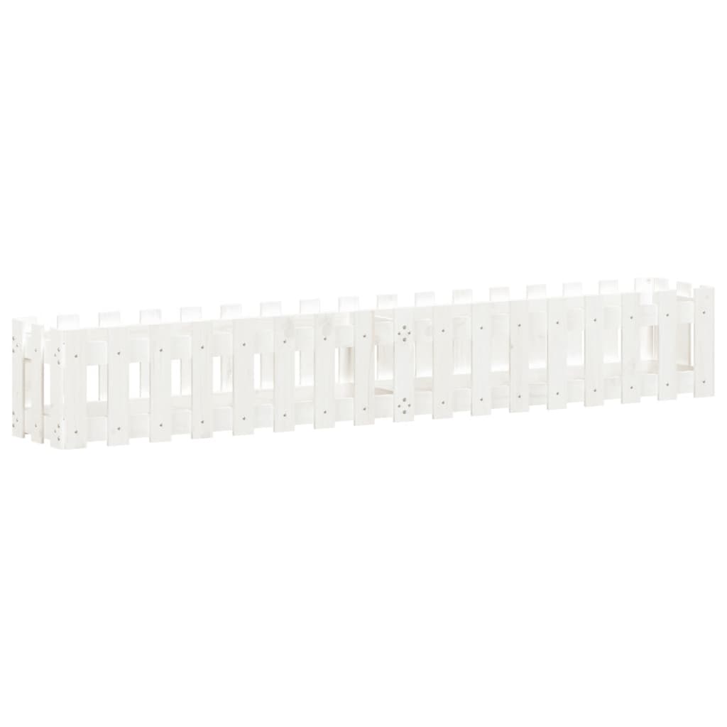 Sodo lovelis, baltas, 200x30x30cm, pušis, tvorelės dizaino Sodo lovelis, baltas, 200x30x30cm, pušis, tvorelės dizaino - Image 4