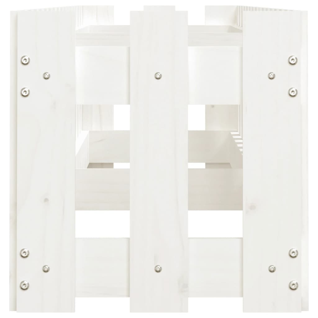 Sodo lovelis, baltas, 200x30x30cm, pušis, tvorelės dizaino Sodo lovelis, baltas, 200x30x30cm, pušis, tvorelės dizaino - Image 6