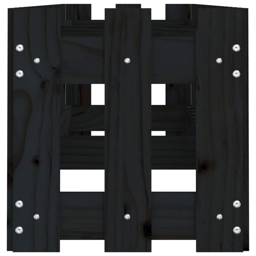 Sodo lovelis, juodas, 200x30x30cm, pušis, tvorelės dizaino Sodo lovelis, juodas, 200x30x30cm, pušis, tvorelės dizaino - Image 6